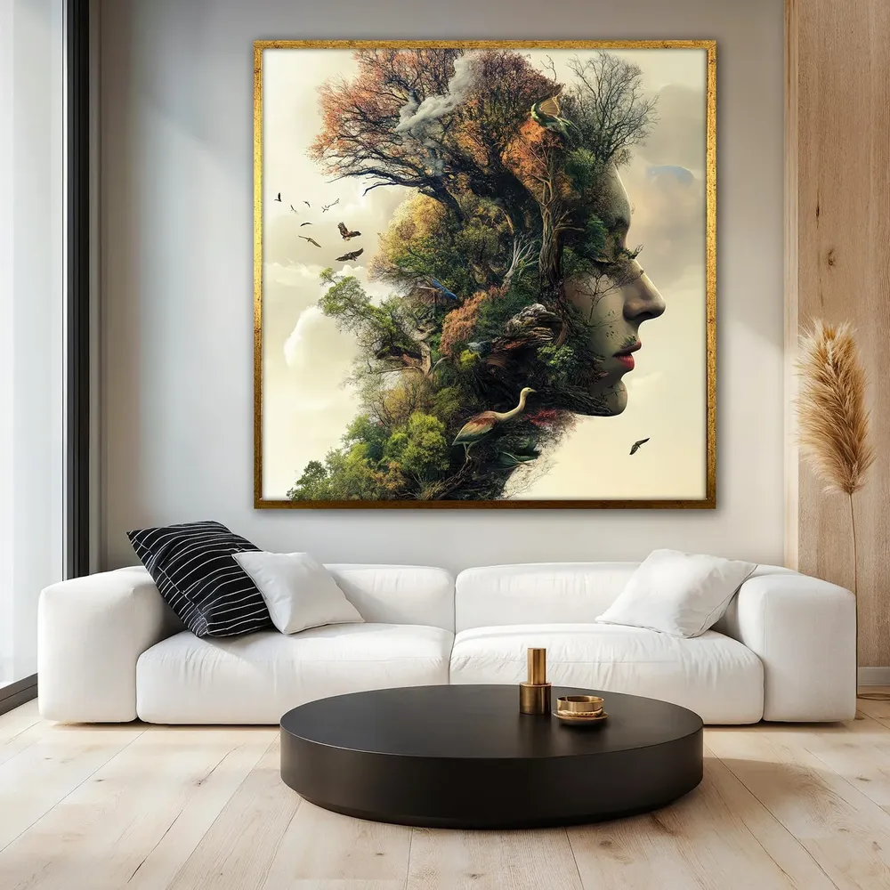 Nature Woman Painting, Surreal Forest Portrait Art Print - Image 3