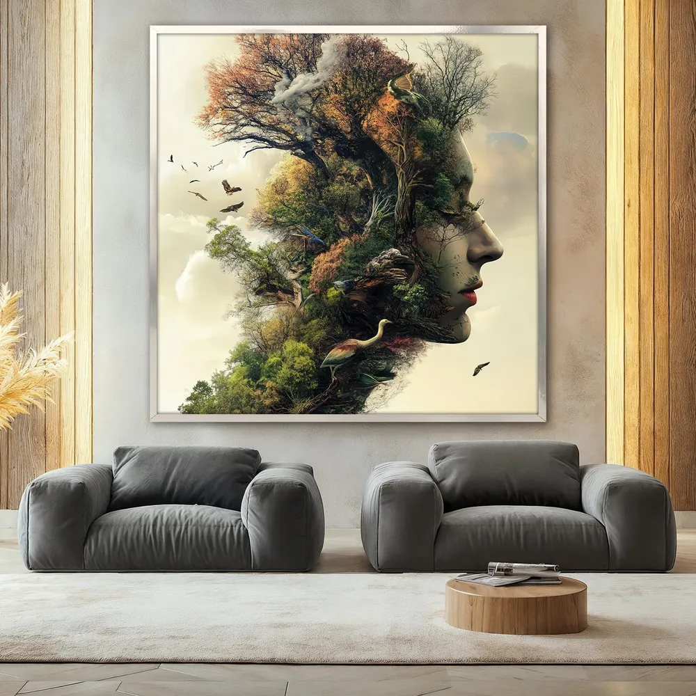 Nature Woman Painting, Surreal Forest Portrait Art Print - Image 2