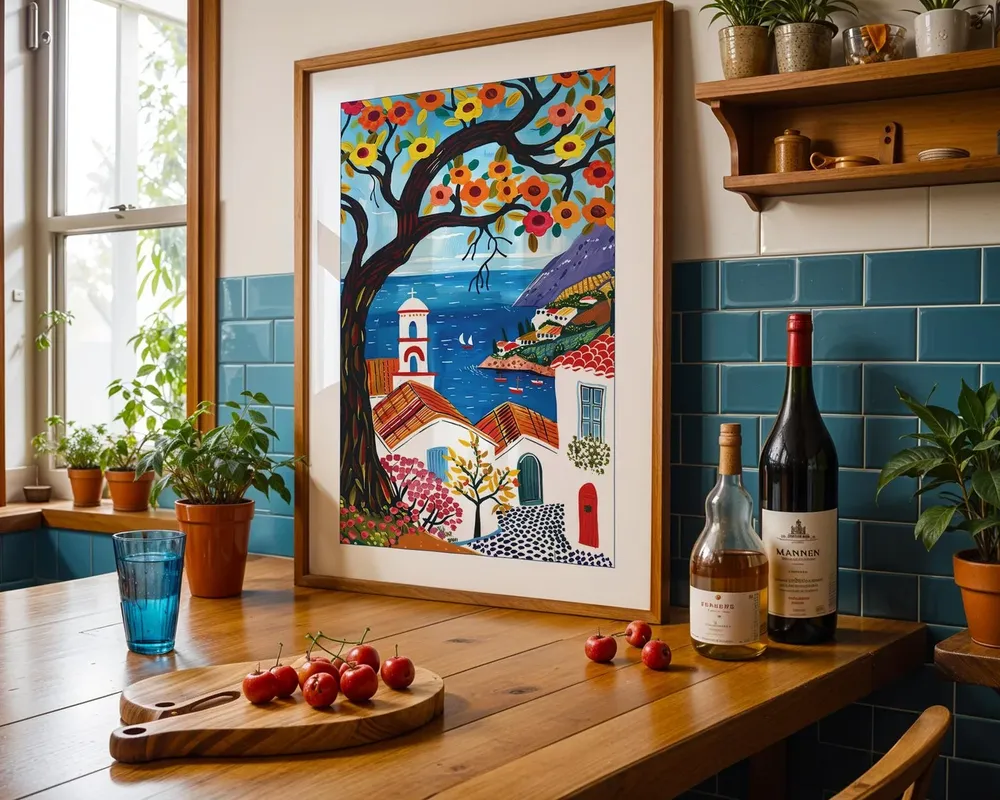 Mediterranean Village Amalfi Coast Travel Poster - Image 6