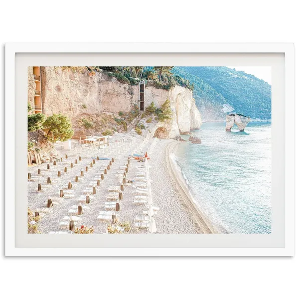 Italy Coastal Beach Umbrellas Art Print