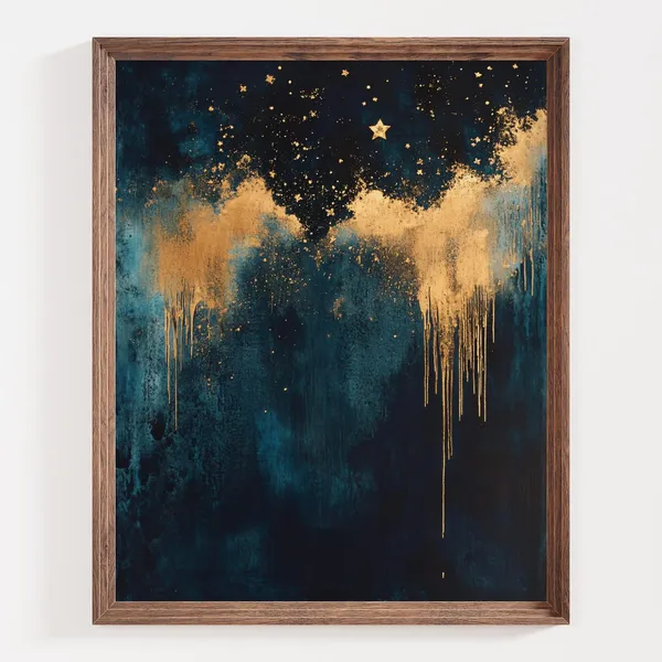 Celestial Starry Night Moon and Stars Art Print