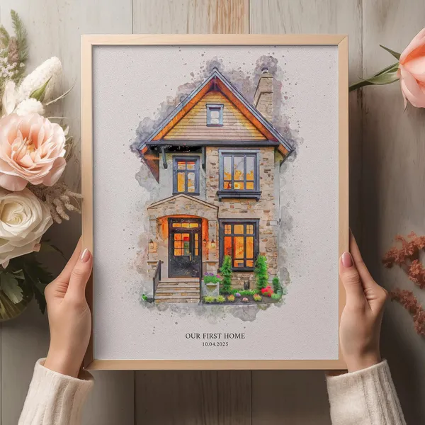 Watercolor Home Painting, Housewarming Gift Art Print