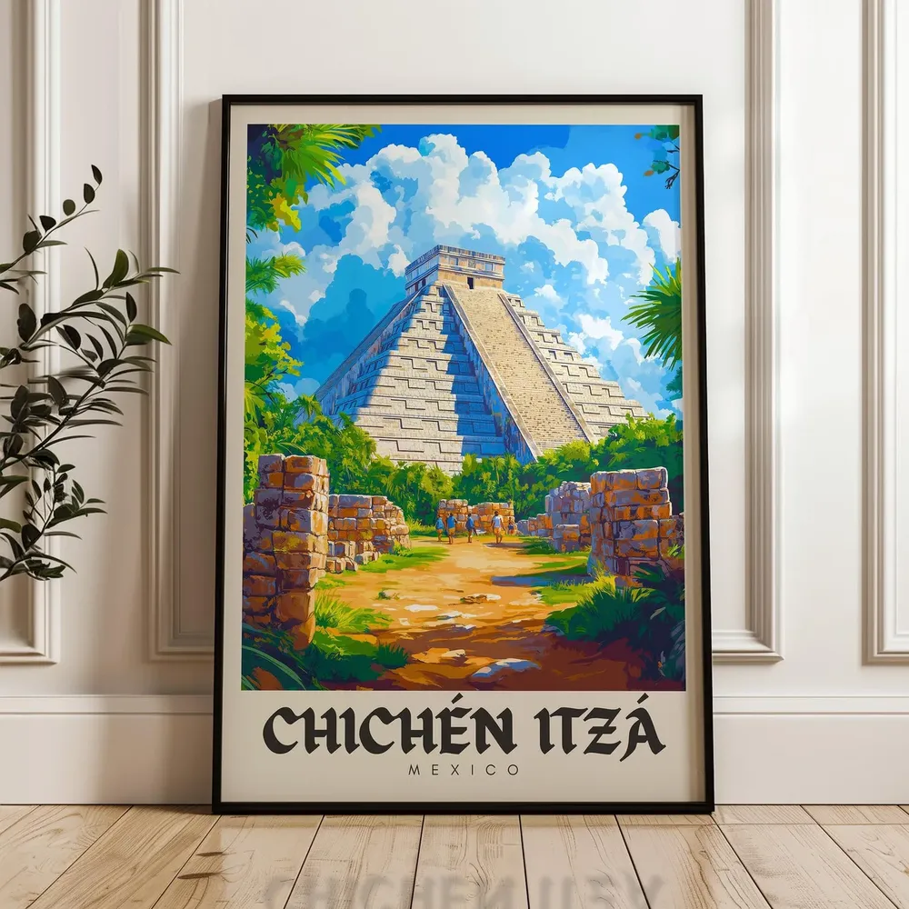 Chichen Itza Travel Poster, Mexico Wall Art