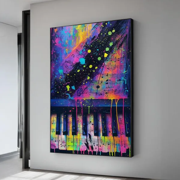 Purple Abstract Music Art Print, Modern Piano Keys