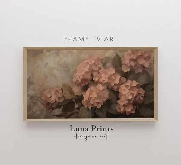 Moody Spring Hydrangeas Vintage Floral Art Print