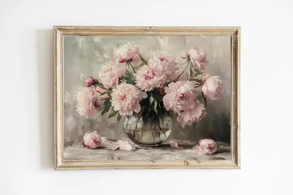 Pink Peony Botanical Wall Decor Art Print