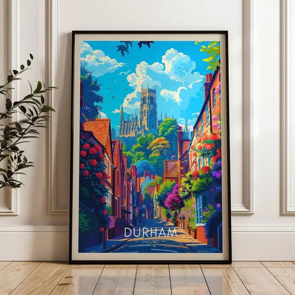 Durham Travel Poster, England Wall Art Print