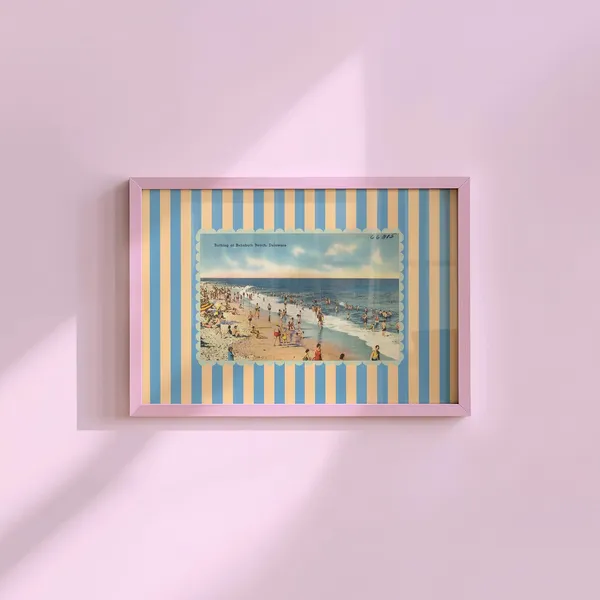 Rehoboth Vintage Beach Art Print, Delaware Retro