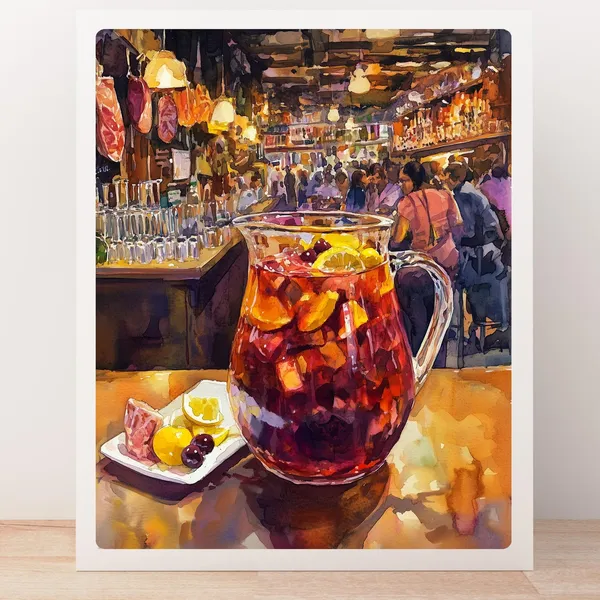 Barcelona Tapas Bar, Spanish Sangria Travel Poster