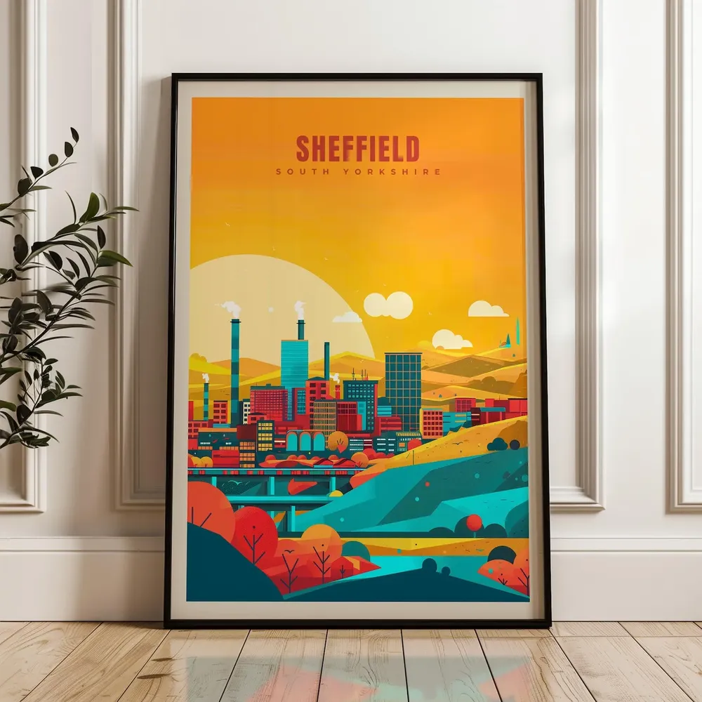 Sheffield Travel Poster, England Wall Art Print
