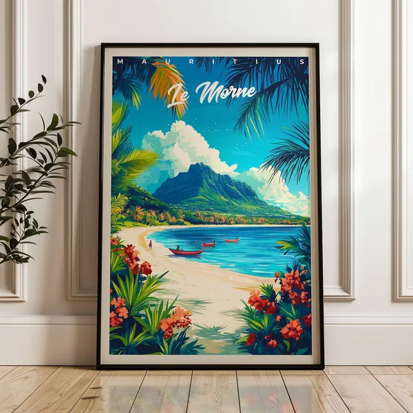 Le Morne Travel Poster, Mauritius Art Print
