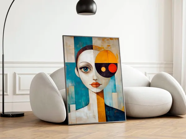 Mid-Century Abstract Female Portrait Art Print