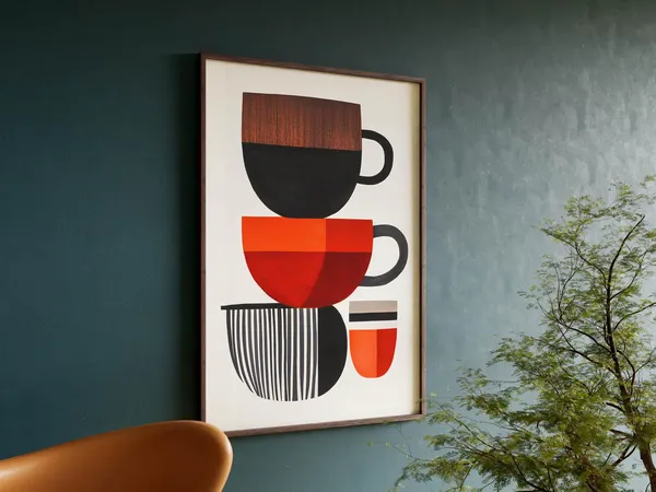 Mid-Century Modern Coffee Poster, Scandinavian Minimalist