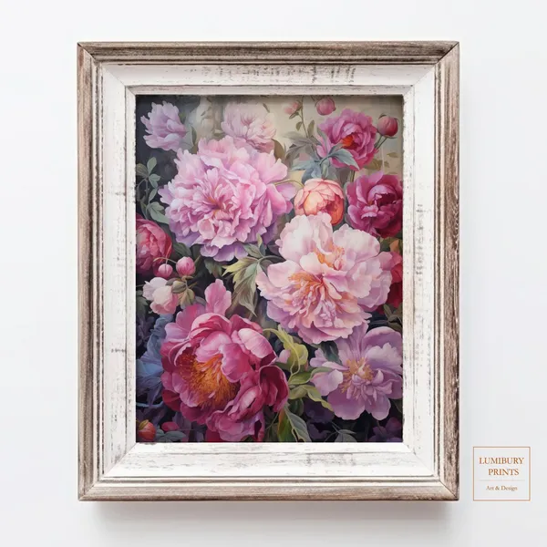 Vintage Peony Art Print, Floral Botanical Decor