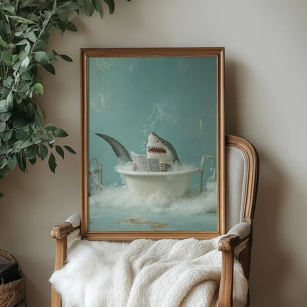 Bathtub Art Print, Funny Bathroom Ocean Decor