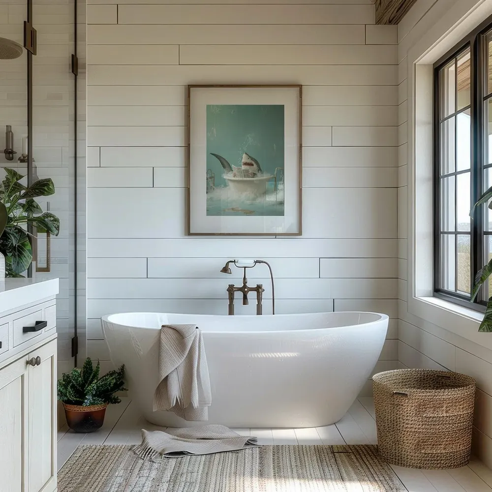 Bathtub Art Print, Funny Bathroom Ocean Decor - Image 4