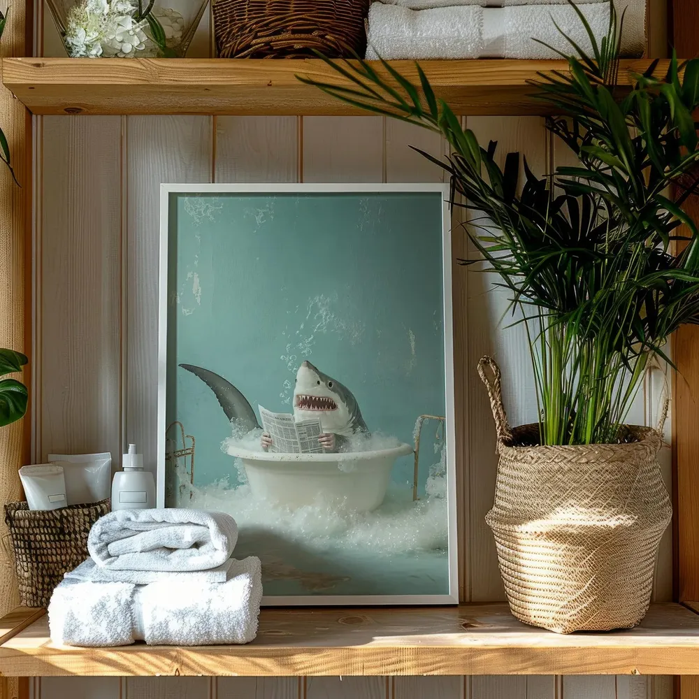 Bathtub Art Print, Funny Bathroom Ocean Decor - Image 2