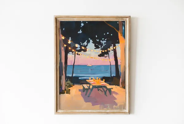 Retro Friendship Print, Abstract Coastal Beach Wall Art