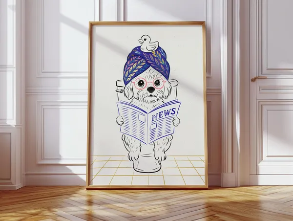 Shihpoo Bathroom Print, Funny Bathroom Wall Art Print