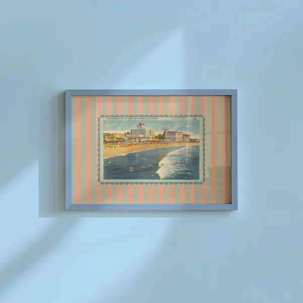 Santa Monica Vintage Retro Print, Girls Room Decor