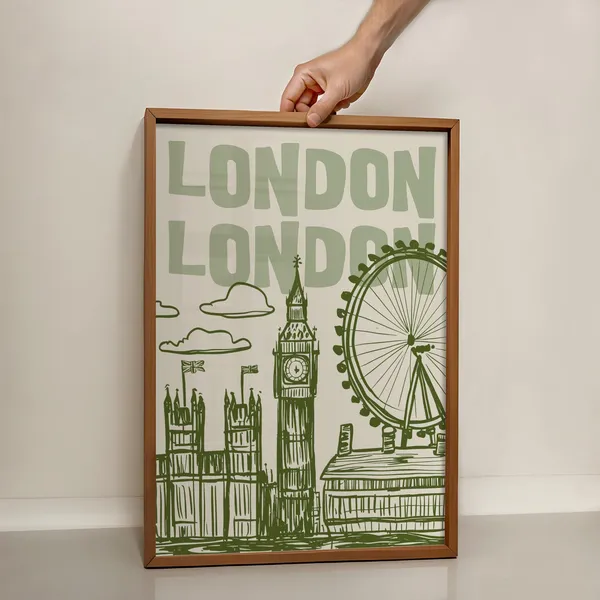London Retro Vintage Poster, England Travel Poster