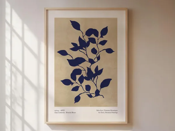 Blue Branches Poster, Scandi Style Botanical Art Print