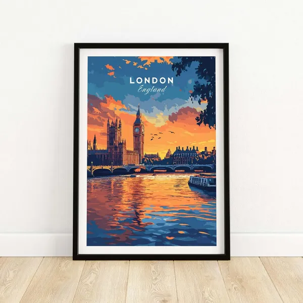 London Skyline Art Print, Big Ben London Decor