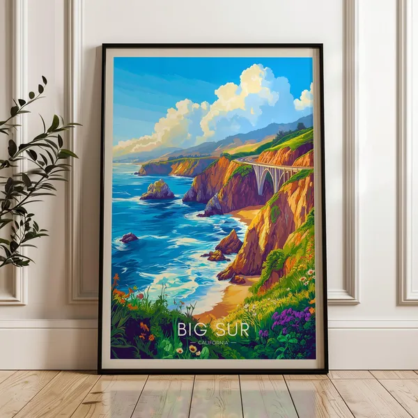 Big Sur Travel Poster, California Road Trip Decor