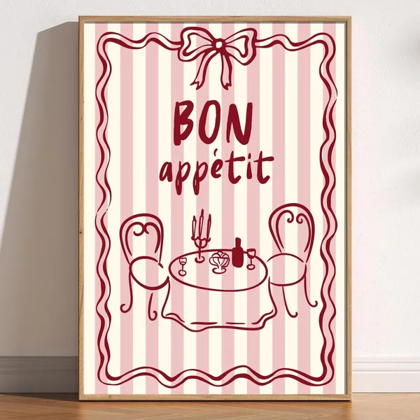 Bon Appetit French Bistro Foodie Illustration Art Print