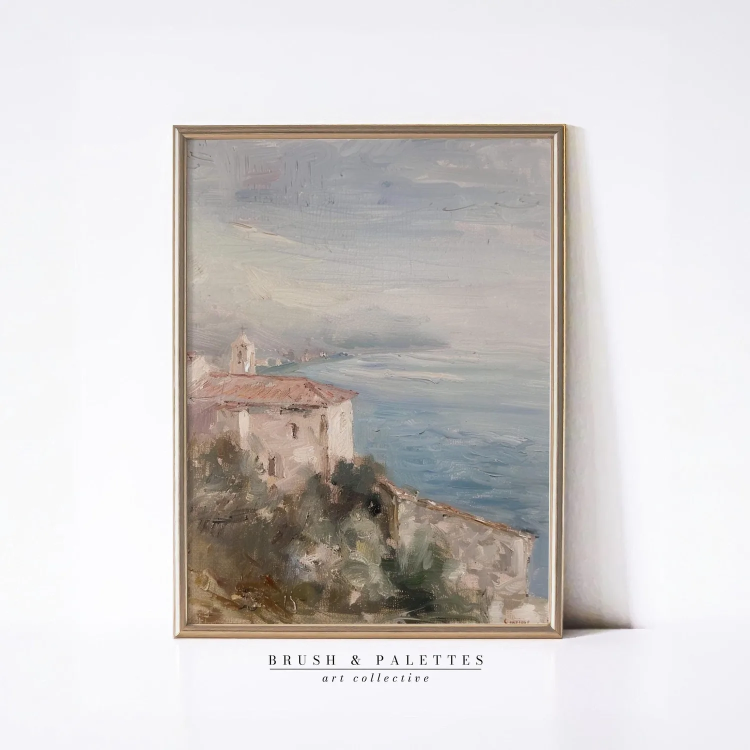 Coastal Village Overlooking The Sea Art Print