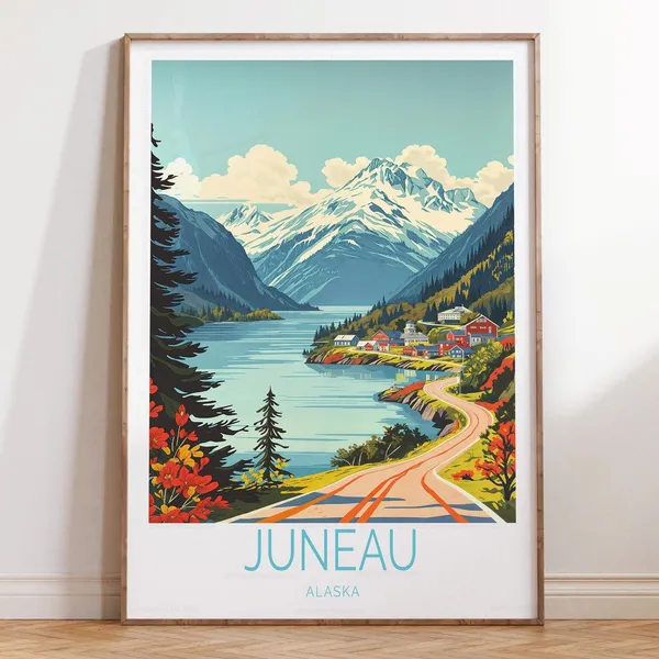 Juneau Alaska Travel Poster, House Warming Gift
