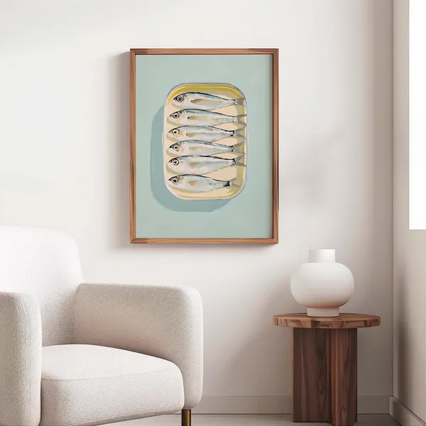 Sardines Retro Tin Poster, Coastal Kitchen Decor