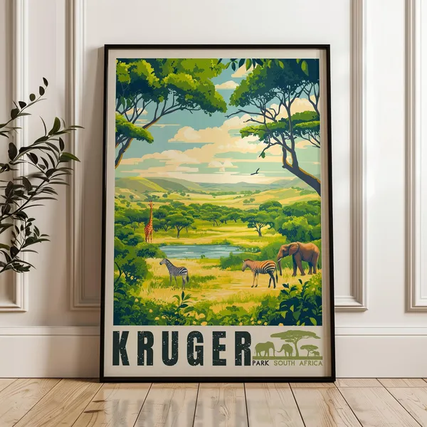 Kruger National Park Travel Poster, South Africa