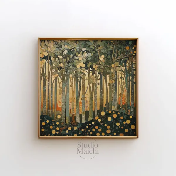 Rustic Forest In Summer, William Morris-Inspired Art Print