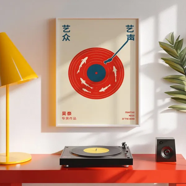 Retro Record Music Poster, Vintage Vinyl Art Print