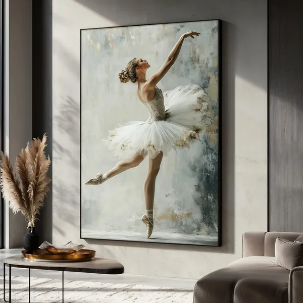 White Ballerina Painting, Elegant Ballet Art Print