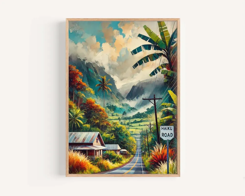 Haiku Road Maui Travel Poster, Hawaii