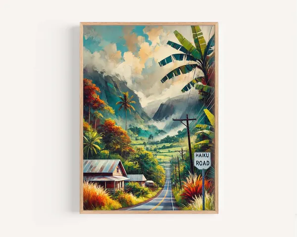 Haiku Road Maui Travel Poster, Hawaii