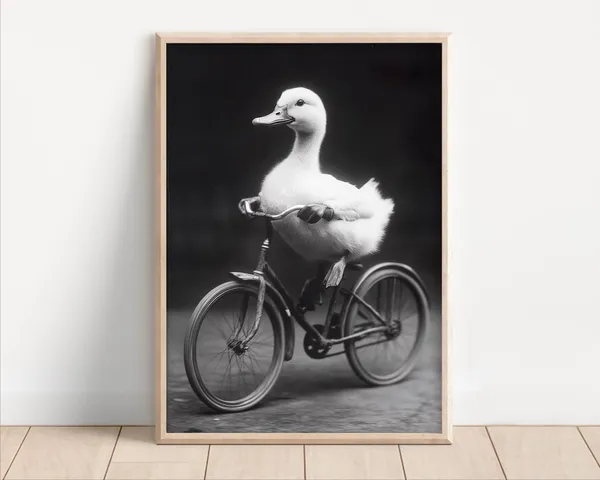 Duck Riding a Bike Retro Vintage Style Art Print