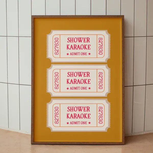 Shower Karaoke Bathroom Funny Poster Print