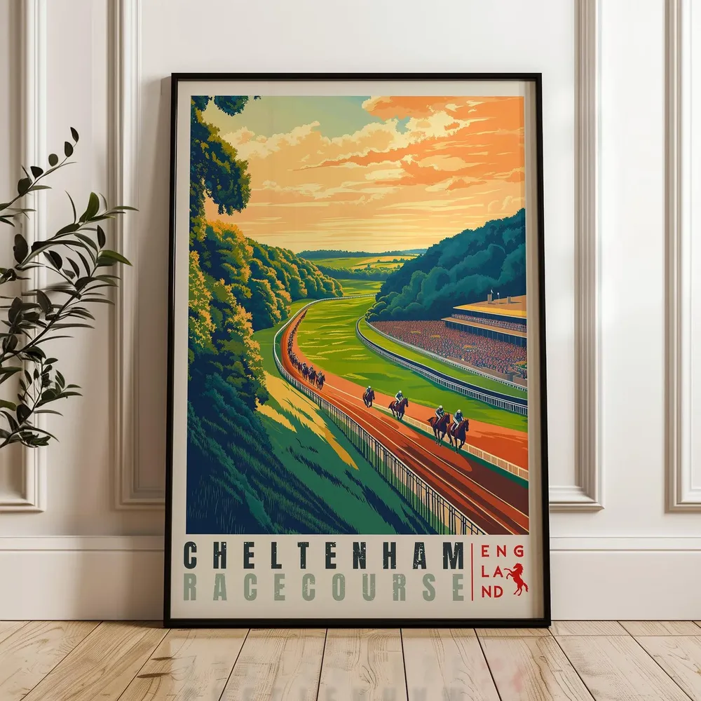 Cheltenham Racecourse Travel Poster, England