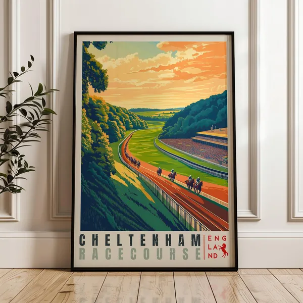 Cheltenham Racecourse Travel Poster, England