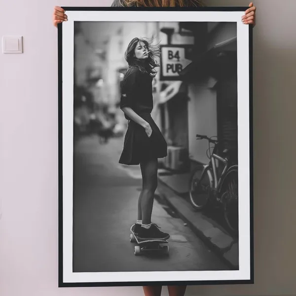 Skater Girl Vintage Photography Art Print