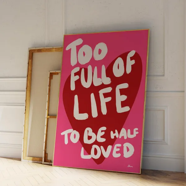 Too Full Of Life Hearts Doodle Art Print