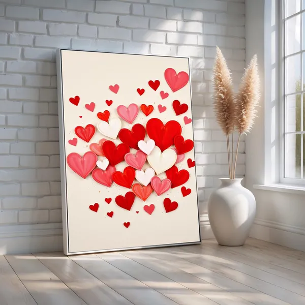 Valentine Hearts Art Print, Romantic Love Decor