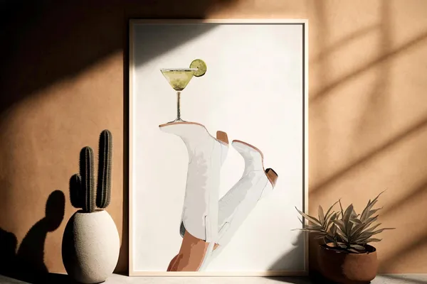 White Cowgirl Margarita Coquette Art Print