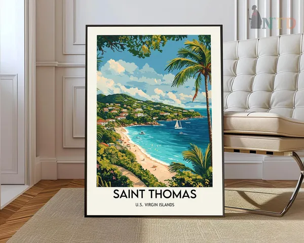 Saint Thomas Caribbean Travel Poster, Wall Art Print