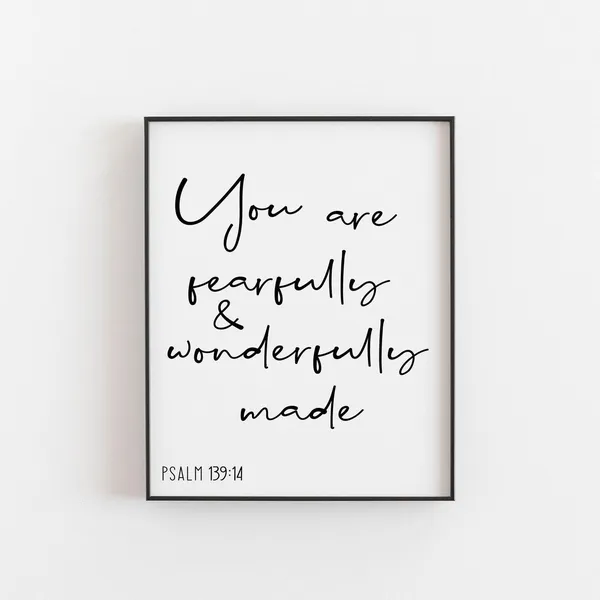 Psalm 139:14 Bible Verse Christian Wall Art Print