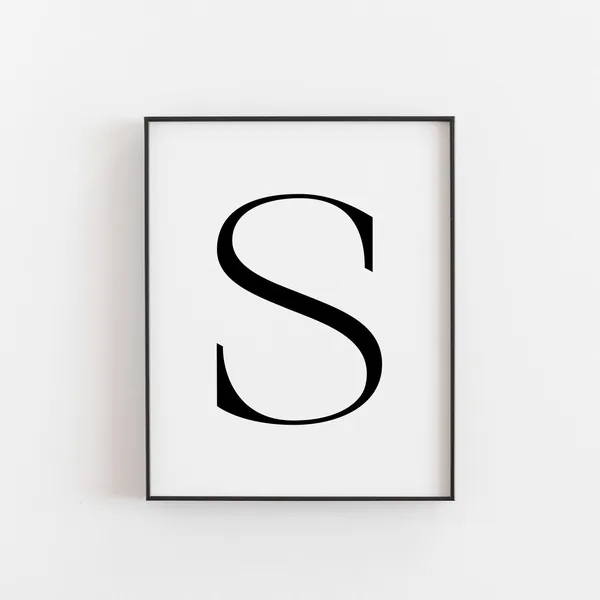 Letter S Print, Minimalist Wedding Bedroom Poster