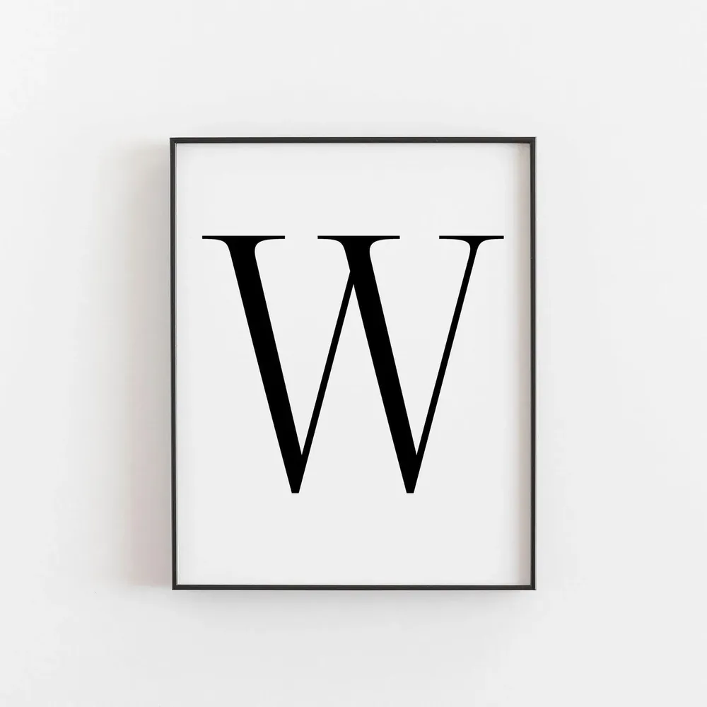 Minimalist W Print, Black And White Art